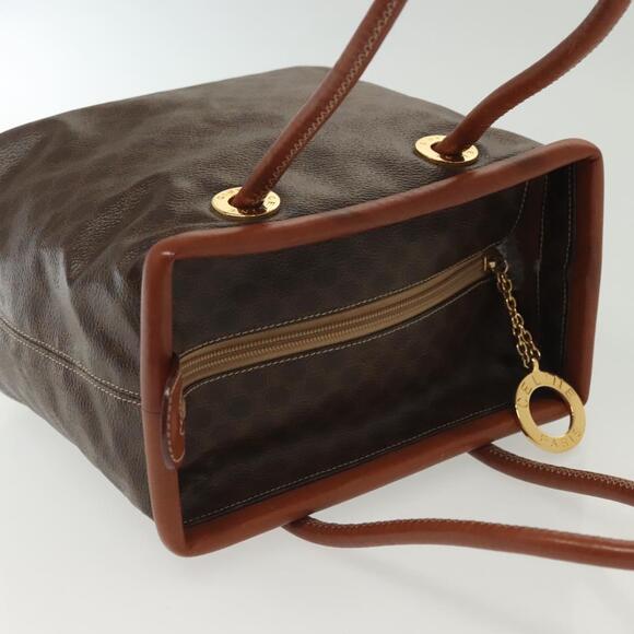 CELINE Macadam Canvas Hand Bag Pvc Leather Brown Gold - Picture 6 of 13